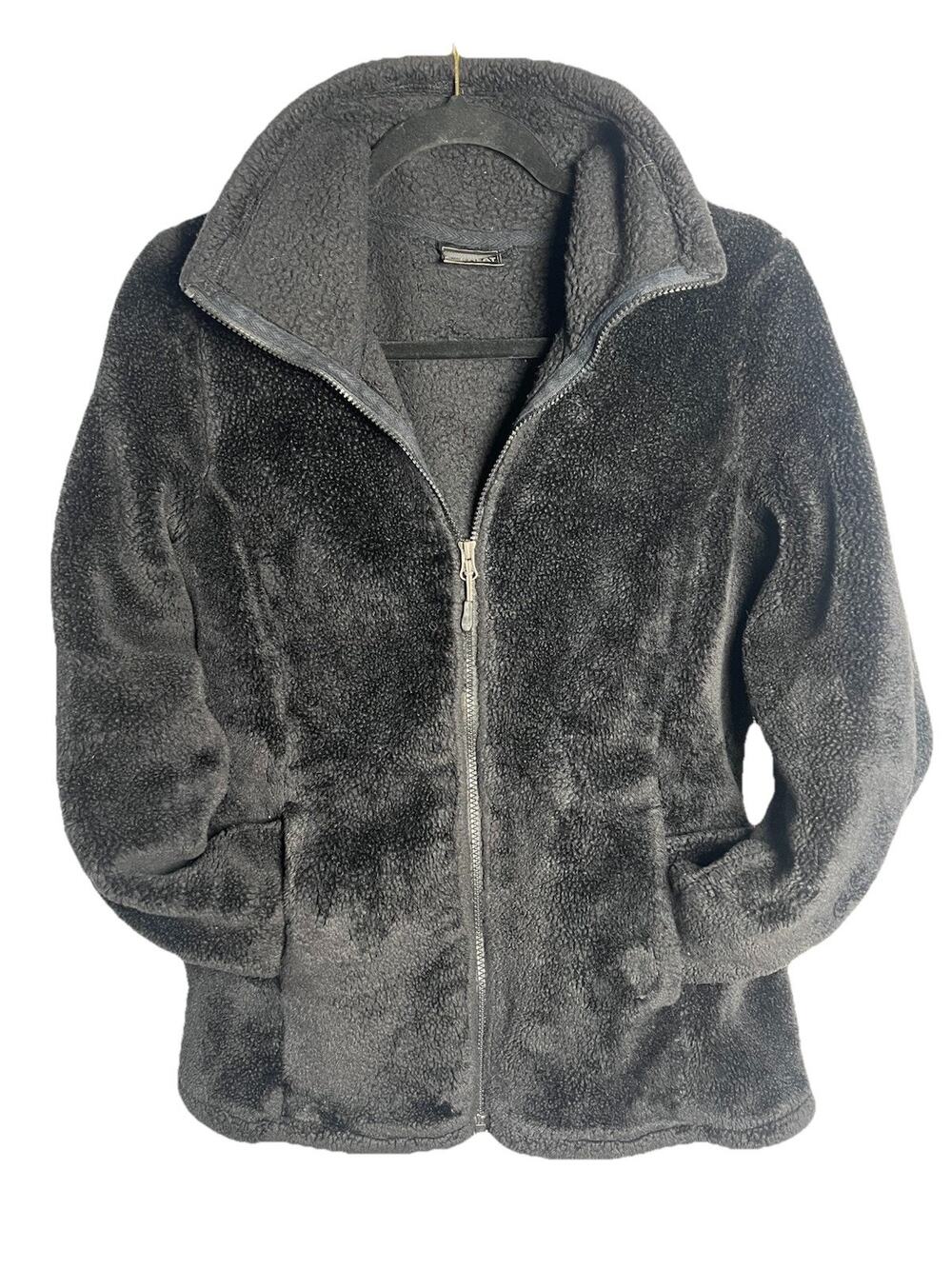 32 Degrees Women's Size M Black Plush Faux Fur Full Zip Long Sleeve Jacket